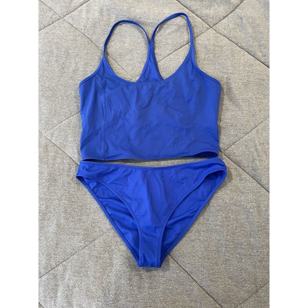 Outdoor Voices Splash Bikini Racerback And Bottom Set Blue Size Large